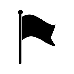 Waving flag black icon silhouette for patriotism or celebration design with transparent background  