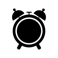 Minimalist alarm clock black silhouette icon for timely alert design with transparent background  