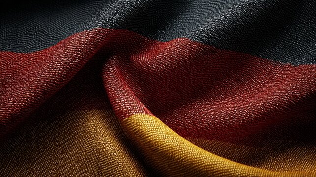 Textured german flag with red, black, and yellow fabric detail - Powered by Adobe