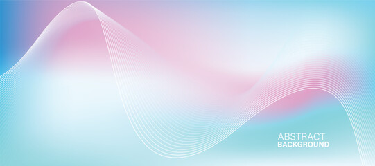 Pastel Abstract Wave Background with Pink Blue Gradient and Curved Lines