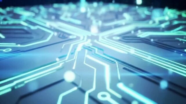 Futuristic Technology A Circuit Board Design with Glowing Lines for Science and Innovation (VRB (2).mp4 inspiration)
