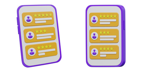 3D customer review and rating on smartphone screen