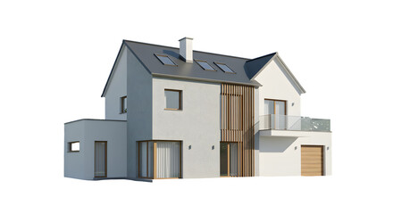 Modern house design showcases clean lines and architectural details isolated on transparent background