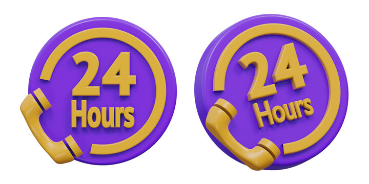 3D 24 hours customer support icon