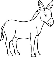 Fototapeta premium Cartoon Donkey Standing Profile View animal mammal