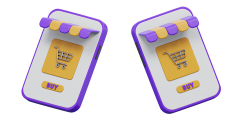 3D online shopping application on smartphone screen