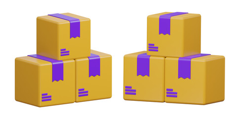 3D stack of cardboard boxes for shipping and delivery
