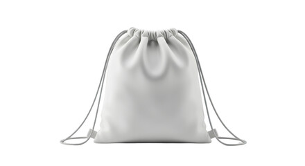 White drawstring bag mockup for branding and design presentation isolated on transparent background