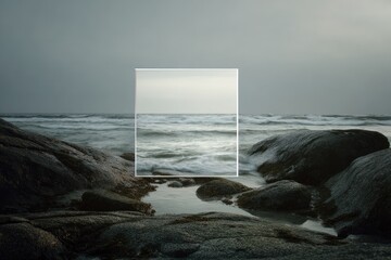 Seascape framed by rocks