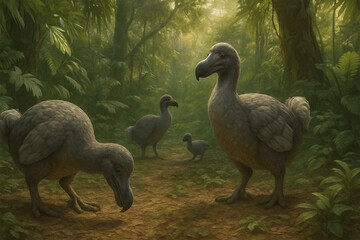 Dodos in untouched Mauritius forest hd image
