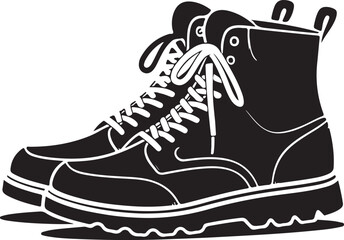 Classic black combat boots with white laces in a bold silhouette