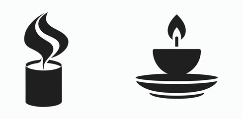 Candle silhouette vector Set, wax light icon, flame decor illustration, candle line art silhouette vector illustration 




