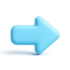 Simple blue 3d arrow pointing right on white background