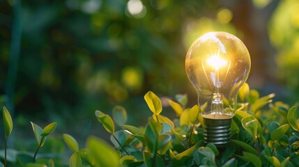 light bulb with CSR Corporate Social Responsibility, CSR and Sustainability Responsible Office, plant, green, idea, energy, environment, concept, electricity