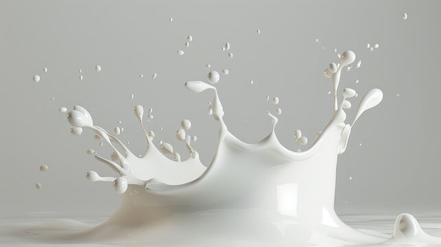 Splash of milk with clipping path. 3D illustration, milk, liquid, drink, splashing, motion, dairy, beverage, cream, white, fresh, food, freshness, dro