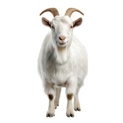 Fototapeta premium Smiling white goat, front view.
