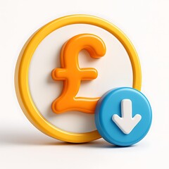 Pound sterling currency symbol with downward arrow icon