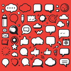 Line art speech bubble collection design illustration