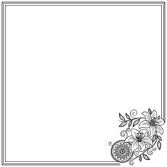 frame with flowers and butterflies