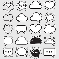 Speech bubble set of different style design template vector with white baground