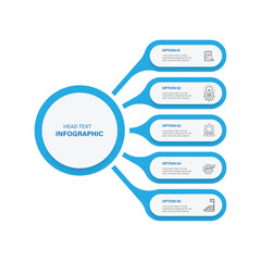 5 step concept diagram infographic template. Vector illustration with blue colors for web and graphic design.