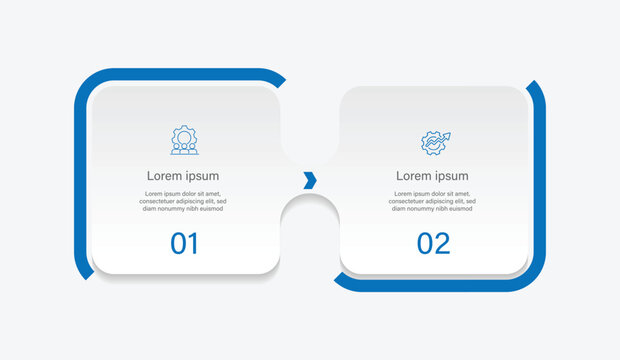 2 step concept infographic template. Columns information, workflow layout, presentation banner.