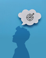 Question mark concept silhouette head with thought bubble