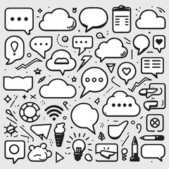 Line art of speech bubble set design