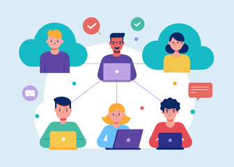 Online Team Communication Illustration