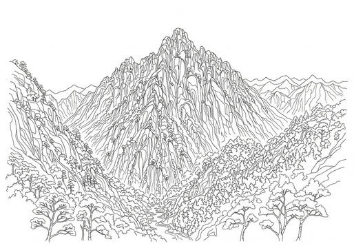 Minya Konka (米亚贡卡) in China one line drawing style
