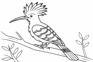 Naklejka premium coloring page line art the hoopoe black vector