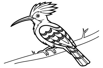 coloring page line art the hoopoe black vector
