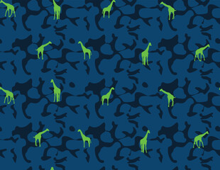 Giraffe seamless pattern allover vector design for kids were t shirt, giraffe repeat allover vector design drawn.