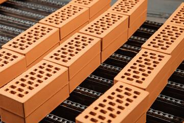 Plant for production of bricks. Automated and robotic line for building material, ceramic factory