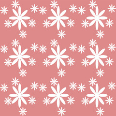 Pink Background with White Stylized Flowers