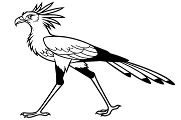 coloring page line art the secretary bird black vector