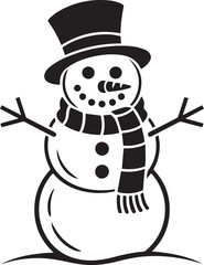 happy snowman winter character vector with carrot nose red scarf holiday greeting card design element