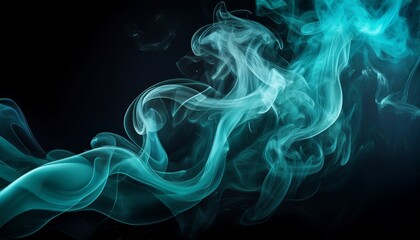 Obraz premium teal colour smoke on black history