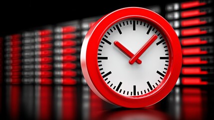 Red numbered clock, a stylish timepiece for modern home decor and office settings