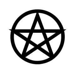Obraz premium Wiccan moon pentacle icon vector illustration