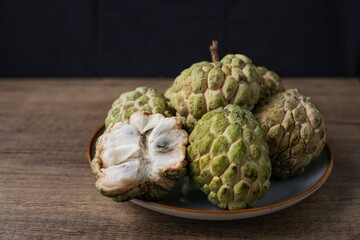 sugar apple,custard apple on wooden background