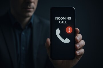 Urgent Communication Alert Man with Smartphone Dark Setting Mobile Interface Real-time Notification Concept