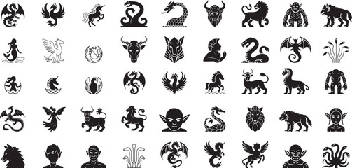 Mythical creatures fantasy beasts legendary monsters