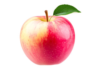  Floating Pink Lady Apple with Leaf, Slight Rotation Angle, Isolated PNG (Generative AI)