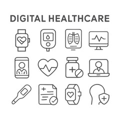 A medical icon set features various healthcare symbols for web and app design