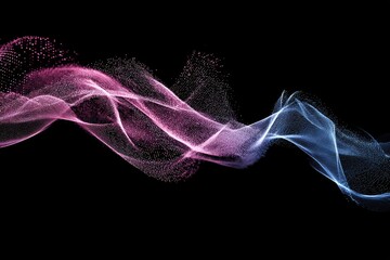 Abstract swirling particles in pink and blue