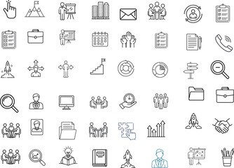 Set of Outline Business, Office, and Management Icons