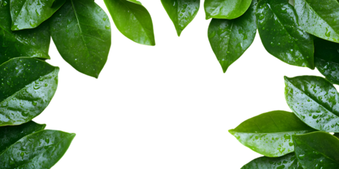 Emerald Foliage Frame: Fresh, vibrant green leaves form a natural frame, creating a refreshing design element, showcasing organic textures and the purity of the environment.