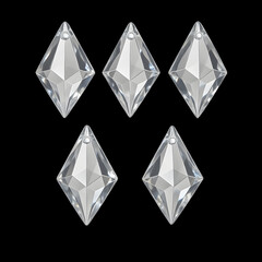 Diamonds on a black background. 3d rendering. Computer digital drawing.