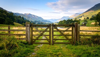 Wooden gate in a valley